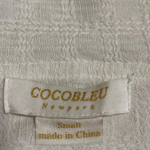 Cocobleu NY Cottagecore Button, Short Sleeve Top, Ruffled Collar, Sz S, White - Picture 8 of 9